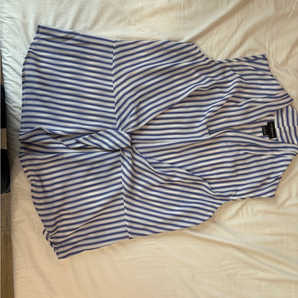 Liz Claiborne Blue and White Striped Blouse
